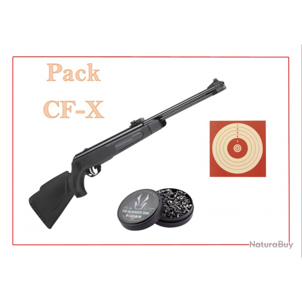 Pack Carabine 19,9J CF-X cal. 4,5 mm + 100 Cibles + 500 Plomb