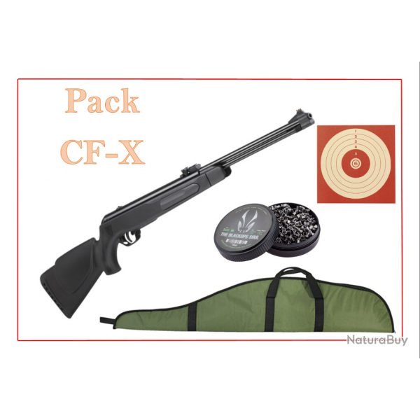 Pack Carabine 19,9J CF-X cal. 4,5 mm + 100 Cibles + 500 Plomb + fourreau