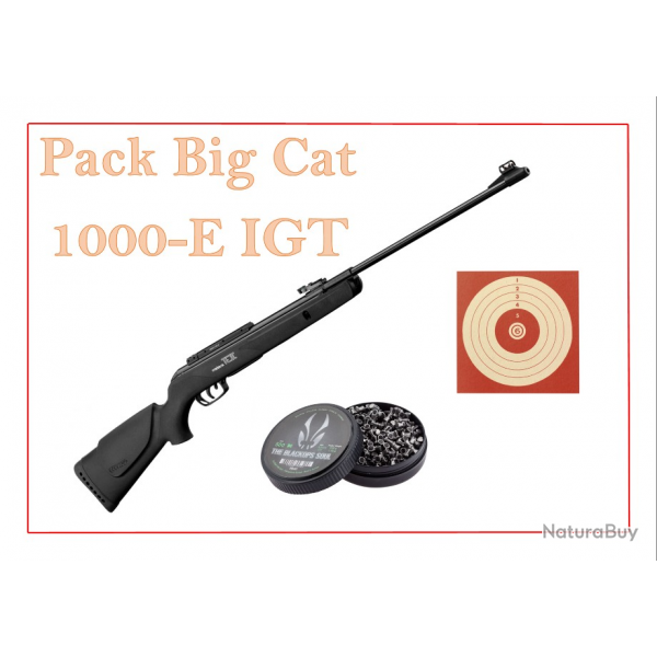 Pack Carabine GAMO 19,9J BIG CAT 1000-E IGT cal. 4,5 mm + Cibles + 500 Plomb