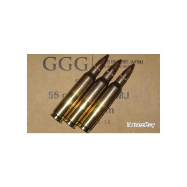 Munitions cartouches  balles GGG cal.223 Rem 5.56x45 FMJ 55gr GGG Bote de 50 cartouches