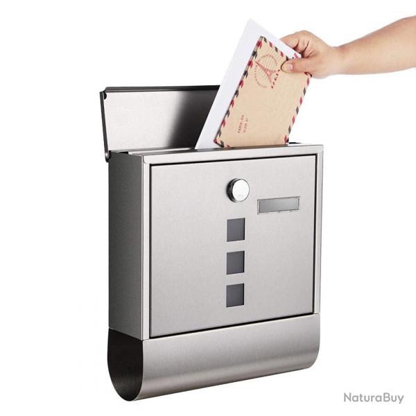 Bote aux lettres murale avec serrure avec cache fentres de visualisation emplacement pour nom rou