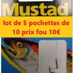 lot de 5 pochettes de 10 HAMECONS MONTES MUSTAD  FORGES BRONZES RENVERSES N° 8/18 soit 50 P