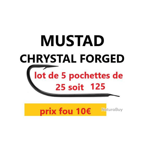 lot de 5 pochettes de 25 HAMECONS non monts MUSTAD CHRYSTAL  FORGES  N 10 soit 125 P