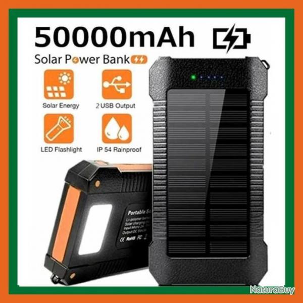 Powerbank solaire 20000mAh multifonctions - Etanche - Livraison rapide