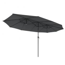 Parasol double 460 x 270 cm ombrelle extra large pour terrasse protection UPF 50+ avec manivelle po