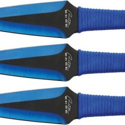 3 Couteaux de Lancer Kunai Thrower Set Blue Acier Inox Etui Nylon CN211537BL
