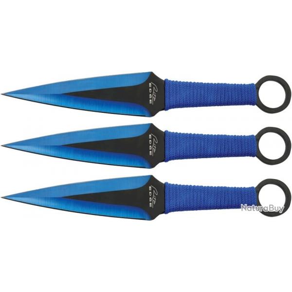 3 Couteaux de Lancer Kunai Thrower Set Blue Acier Inox Etui Nylon CN211537BL