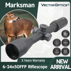 Vector Optics Marksman 6-24x50 FFP 30mm Lunette de Visée Tir Optique Tactique Airsoft Fusil Chasse