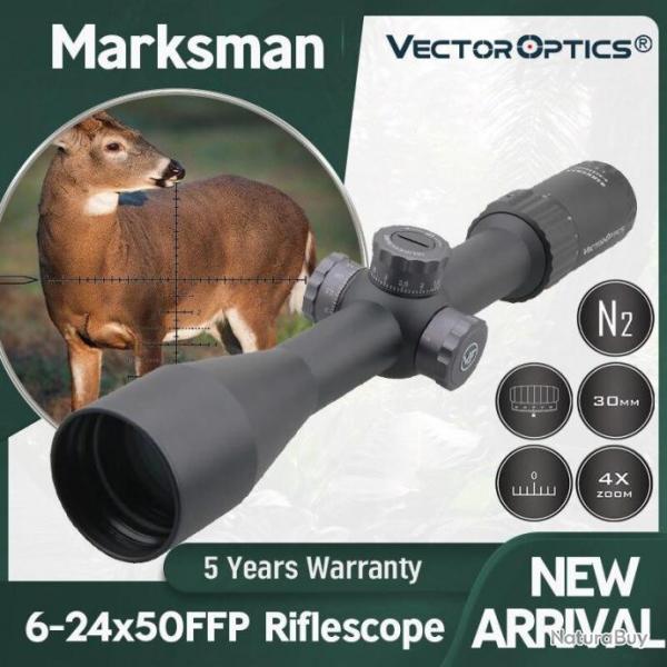 Vector Optics Marksman 6-24x50 FFP 30mm Lunette de Vise Tir Optique Tactique Airsoft Fusil Chasse
