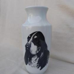 Vase porcelaine de LIMOGES décor Tête de chien * petit modèle