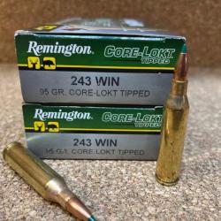 40 Cartouches Remington Core-Lokt Tipped - C/243Win - 95 grains- New !!!
