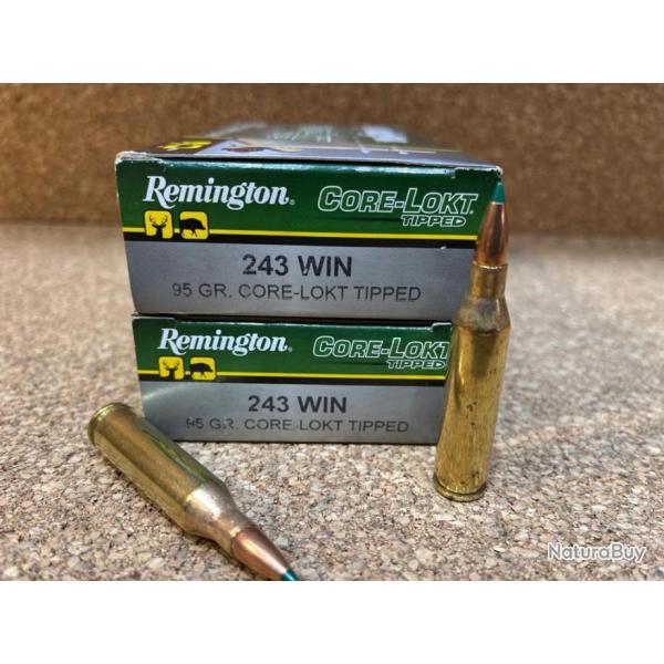 40 Cartouches Remington Core-Lokt Tipped - C/243Win - 95 grains- New !!!