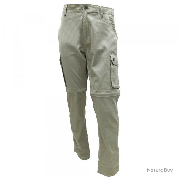 Pantalon treillis homme transformable 3 en 1 pantacourt et bermuda beige Taille