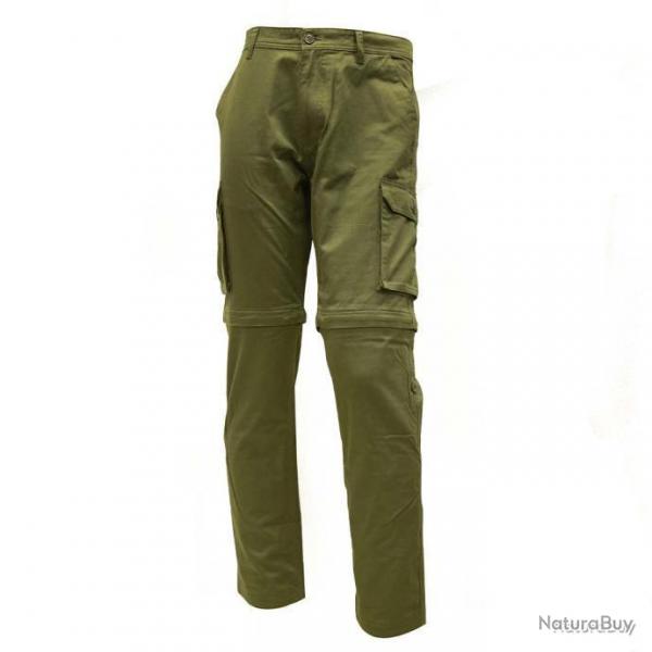 Pantalon treillis homme transformable 3 en 1 pantacourt et bermuda kaki Taille