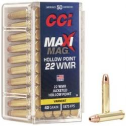 Munitions CCI 22WMR Varmint Maxi Mag HP par 50