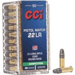 Munitions CCI 22lr Competition Pistol Match par 50