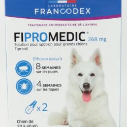 2 Pipettes Fipromedic 268 mg antiparasitaire Pour Chiens de 20 kg à 40 kg