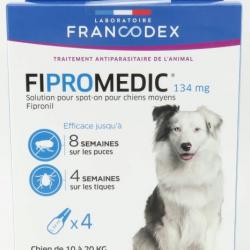 4 Pipettes Fipromedic 134 mg antiparasitaire Pour Chiens de 10 kg à 20 kg