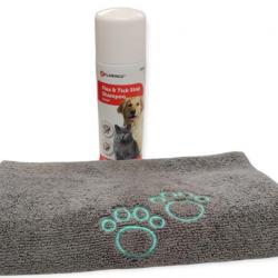 Shampoing antiparasitaire 200 ml et serviette en microfibre pour chien et chat