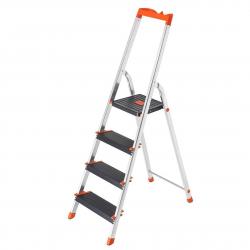 Échelle 4 marches en aluminium escabeau largeur de la marche 12 cm pliable plateau à outil pieds an