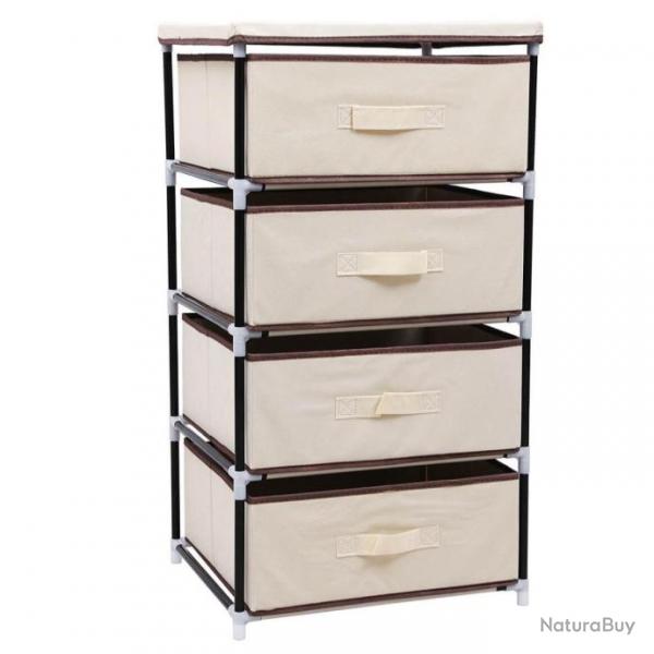 Commode multifonctions avec 4 tiroirs en tissu non-tiss cadre en acier 84,5 cm beige 12_0003127