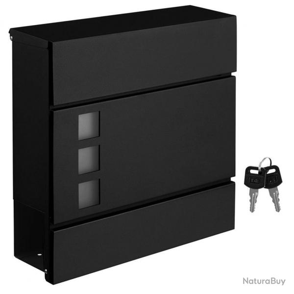 Bote aux lettres moderne avec porte-journaux couvercle verrouillable facile  installer noir 12_00