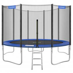 Trampoline extérieur diamètre 427 cm équipement jardin avec échelle filet de protection poteaux rec