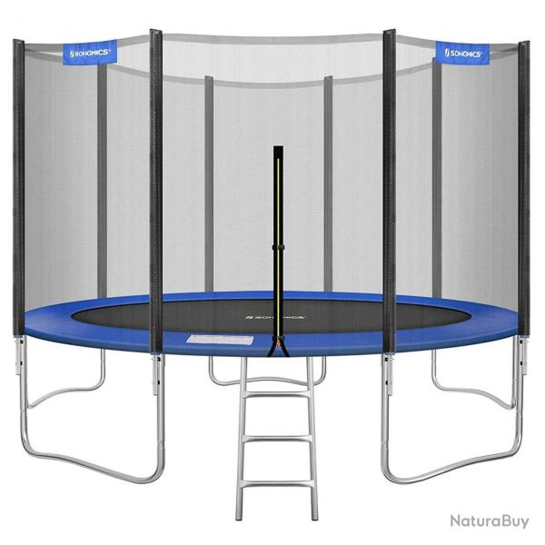 Trampoline extrieur diamtre 427 cm quipement jardin avec chelle filet de protection poteaux rec