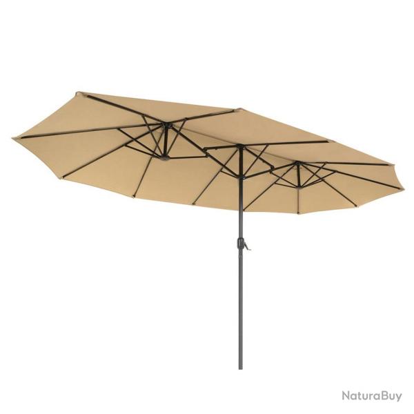 Parasol double 460 x 270 cm ombrelle extra large pour terrasse protection UPF 50+ avec manivelle po
