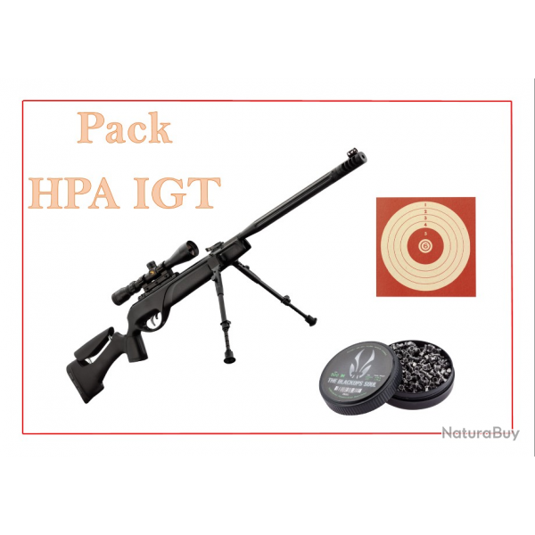 Pack Carabine 19,9J HPA IGT cal. 4,5 mm + Cibles + 500 Plombs