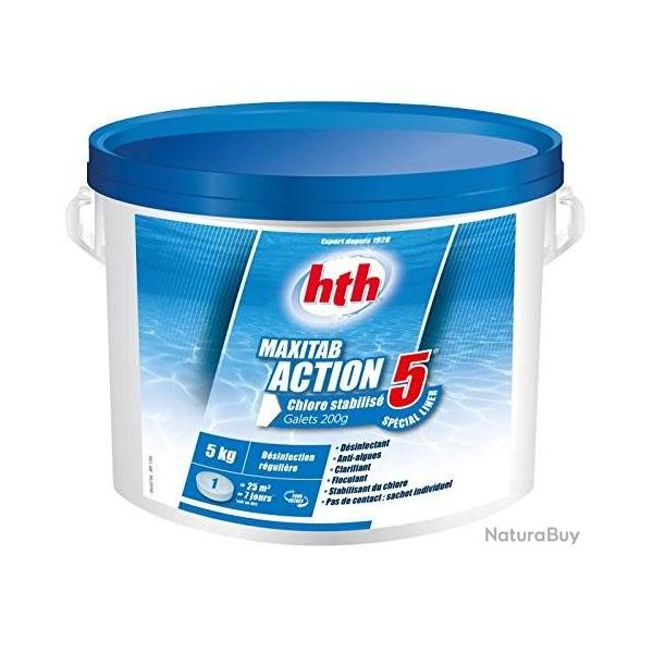 Chlore multiaction - HTH Maxitab - 5 Action Spcial liner galets 200 g. - 5 kg