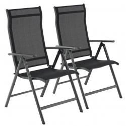 Lot de 2 chaises de jardin pliables sièges d'extérieur cadre en aluminium robuste dossier réglable