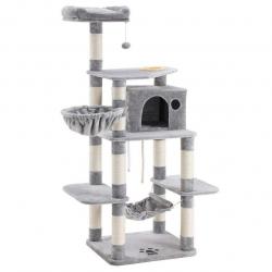 Arbre à chat hauteur de 174 cm multi-niveaux avec bol panier niche maison de jeu meubles pour chato