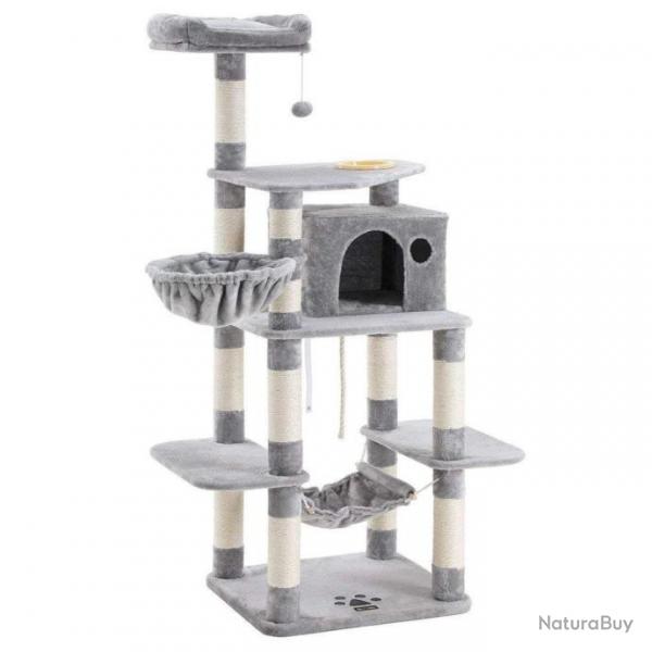Arbre  chat hauteur de 174 cm multi-niveaux avec bol panier niche maison de jeu meubles pour chato