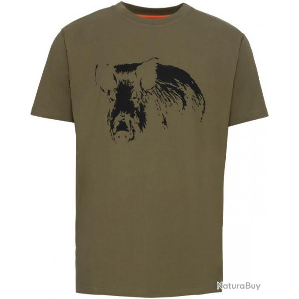 T-shirt sanglier imprim (Couleur: Vert, Taille: XXL)
