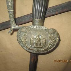 Belle épée de fonctionnaire sous le Second Empire, Napoléon III, fourreau cuir aigle impériale