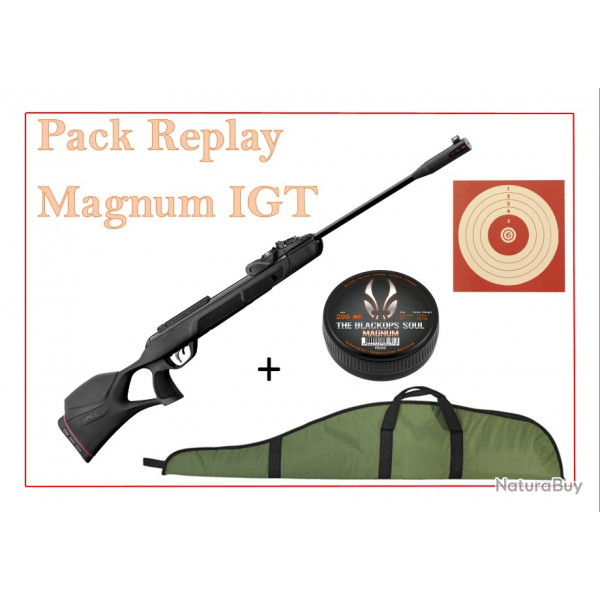 Pack Carabine Gamo 45J Replay Magnum IGT cal.5,5 mm + Cibles + 200 Plombs + fourreau