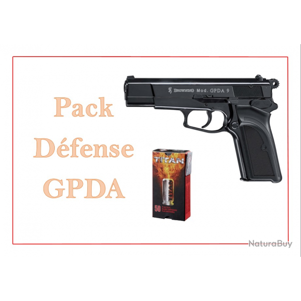 Pack Pistolet ALARME BROWNING GPDA 9 CAL. 9 MM PAK BRONZ + 50 CART