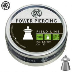 100 plombs RWS Power Piercing, calibre 5.5 mm