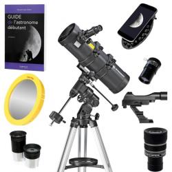 Pack Débutant Télescope Bresser Spica 130/1000 Monture EQ3 + Filtre Solaire + Oculaires + Zoom + Gu
