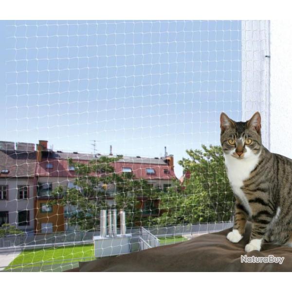 Filet de protection pour fentre 2 x 1,5 m, transparent pour chat