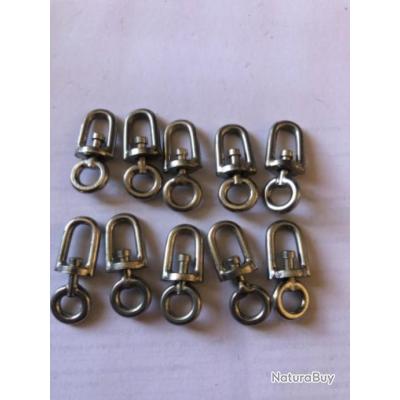 12 Émerillons Pêche Triple Acier Inox - Résistance 9kg - Mer Et Eau Douce