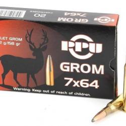 Munitions PARTIZAN calibre 7x64 Grom 158gr - 10.2g x20