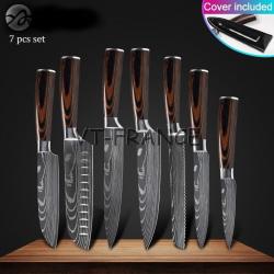Set Couteau Japonais Pro Santoku Style Damas, Modele: 7pcs-Set 1