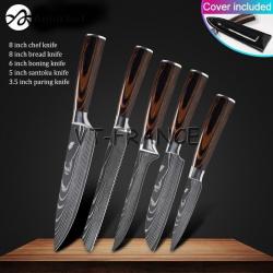 Set Couteau Japonais Pro Santoku Style Damas, Modele: 5pcs-Set 2
