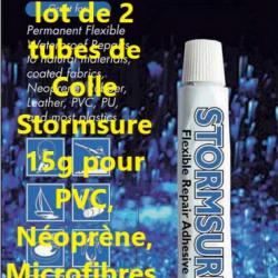 lot de 2 tubes de Colle Stormsure 15g pour  PVC, Néoprène, Microfibres, Caoutchouc, Liner