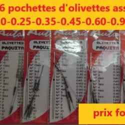 Lot de 6 pochettes de plombs olivettes AUTAIN Paquita 0.20-0.25-0.35-0.45-0.60-0.95 grs