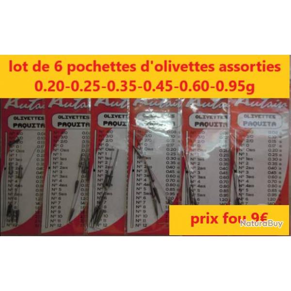 Lot de 6 pochettes de plombs olivettes AUTAIN Paquita 0.20-0.25-0.35-0.45-0.60-0.95 grs