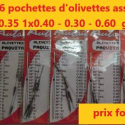 Lot de 6 pochettes de plombs olivettes AUTAIN Paquita 3x 0.35 1x0.40 - 0.30 - 0.60  grs