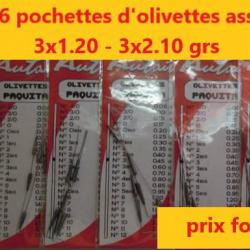 Lot de 6 pochettes de plombs olivettes AUTAIN Paquita    3x 1.20  -  3x 2.10   grs